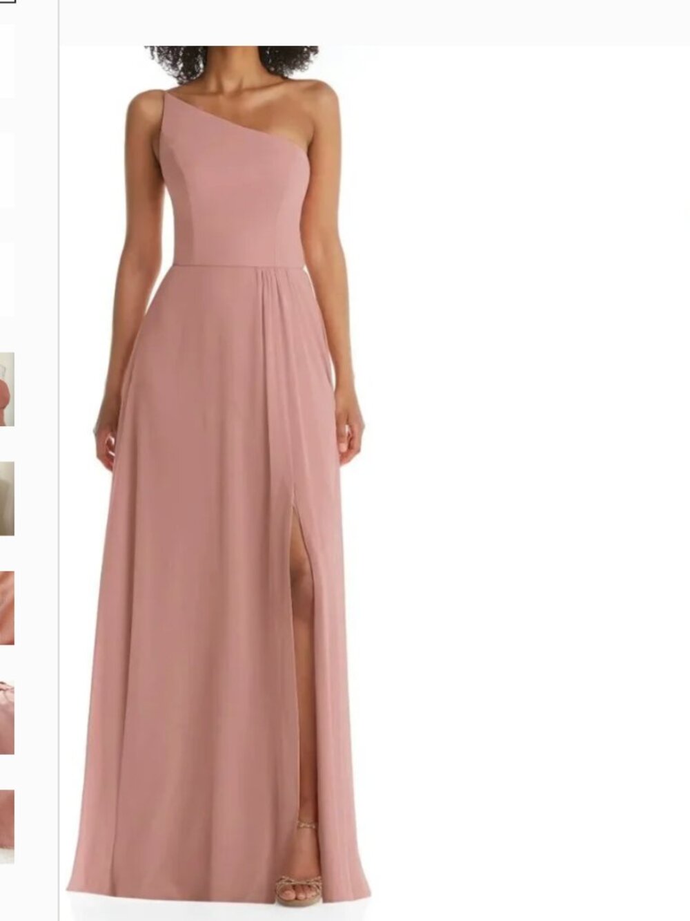 AFTER SIX DUSTY PINK ONE SHOULDER SIDE SLIT CHIFFON EVENING GOWN DRESS - 6